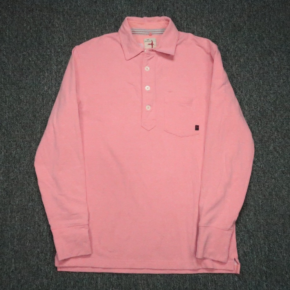 Relwen Shirt Mens Medium Pink Frenchloop Long Sleeve‎ Polo Popover